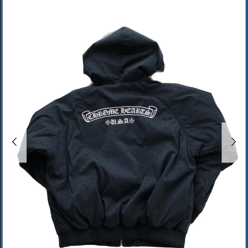 CHROME HEARTS REVERSIBLE JACQUARD NYLON PUFFY RAGLAN ZIPUP